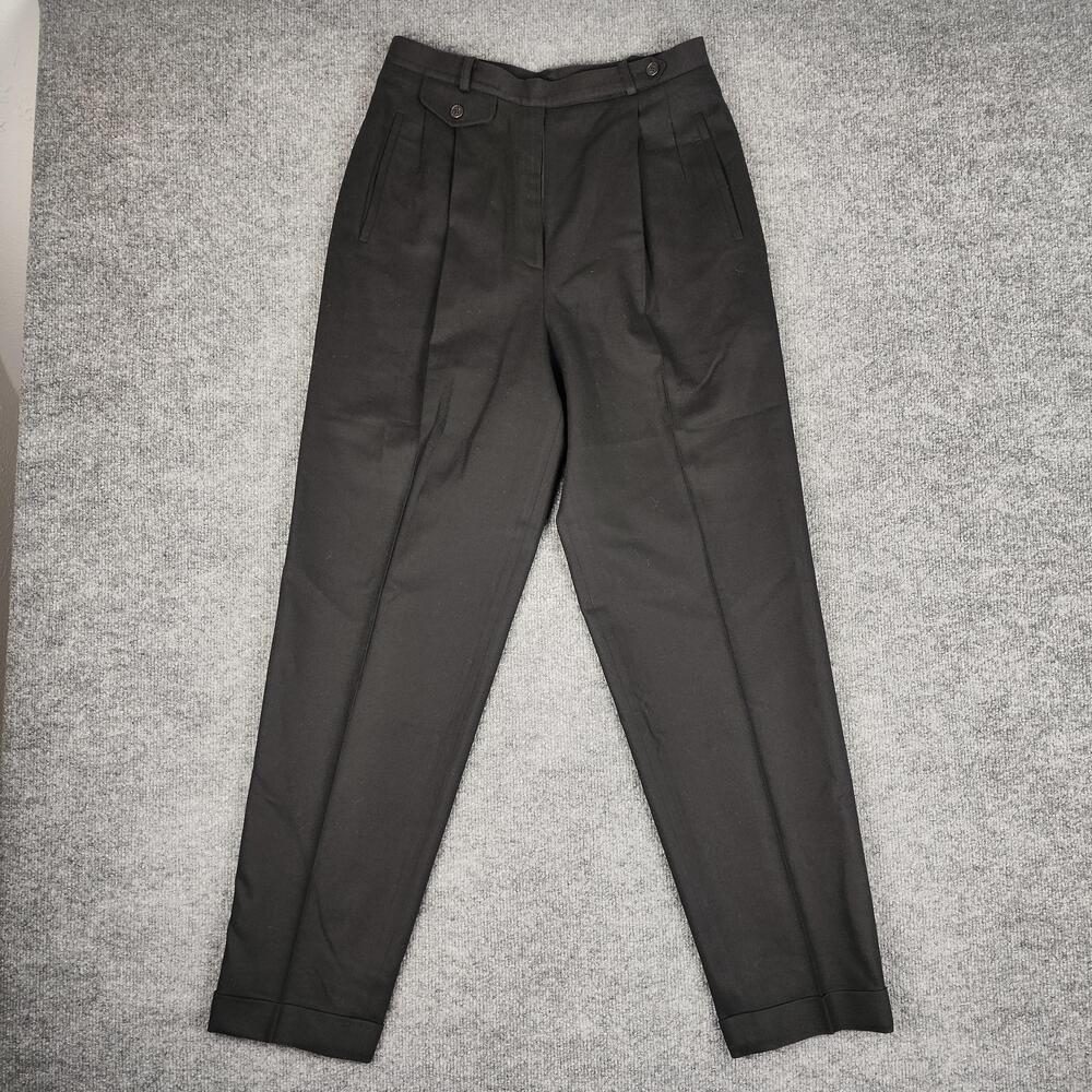 Lauren Ralph Lauren Pants Womens 8 Black Wool Pleated Cuffed Lined Dress Work